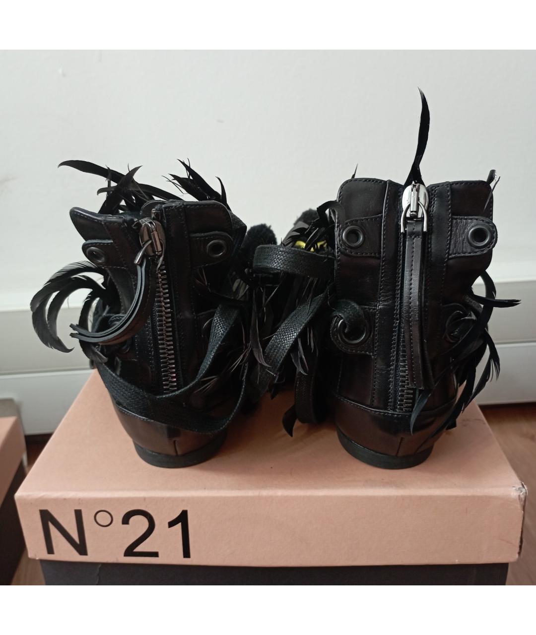 NO. 21 Черные кожаные сандалии, фото 5