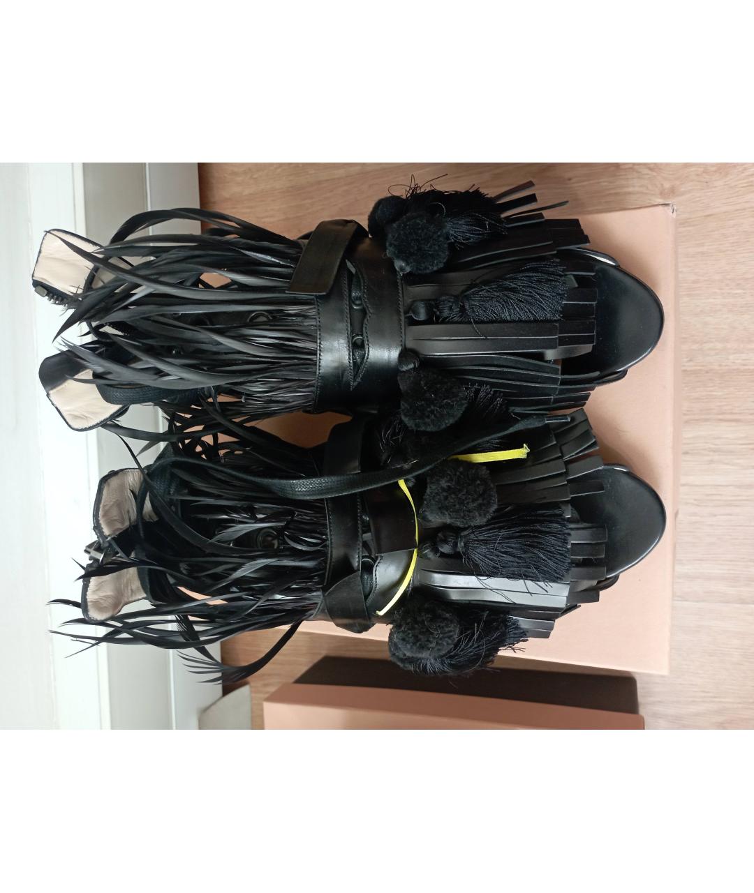 NO. 21 Черные кожаные сандалии, фото 4