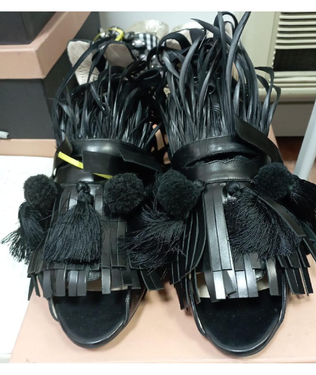 NO. 21 Черные кожаные сандалии, фото 3