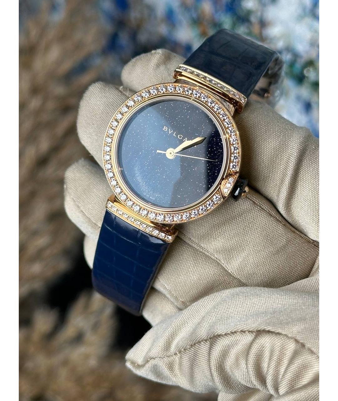 BVLGARI Темно-синие часы из розового золота, фото 3