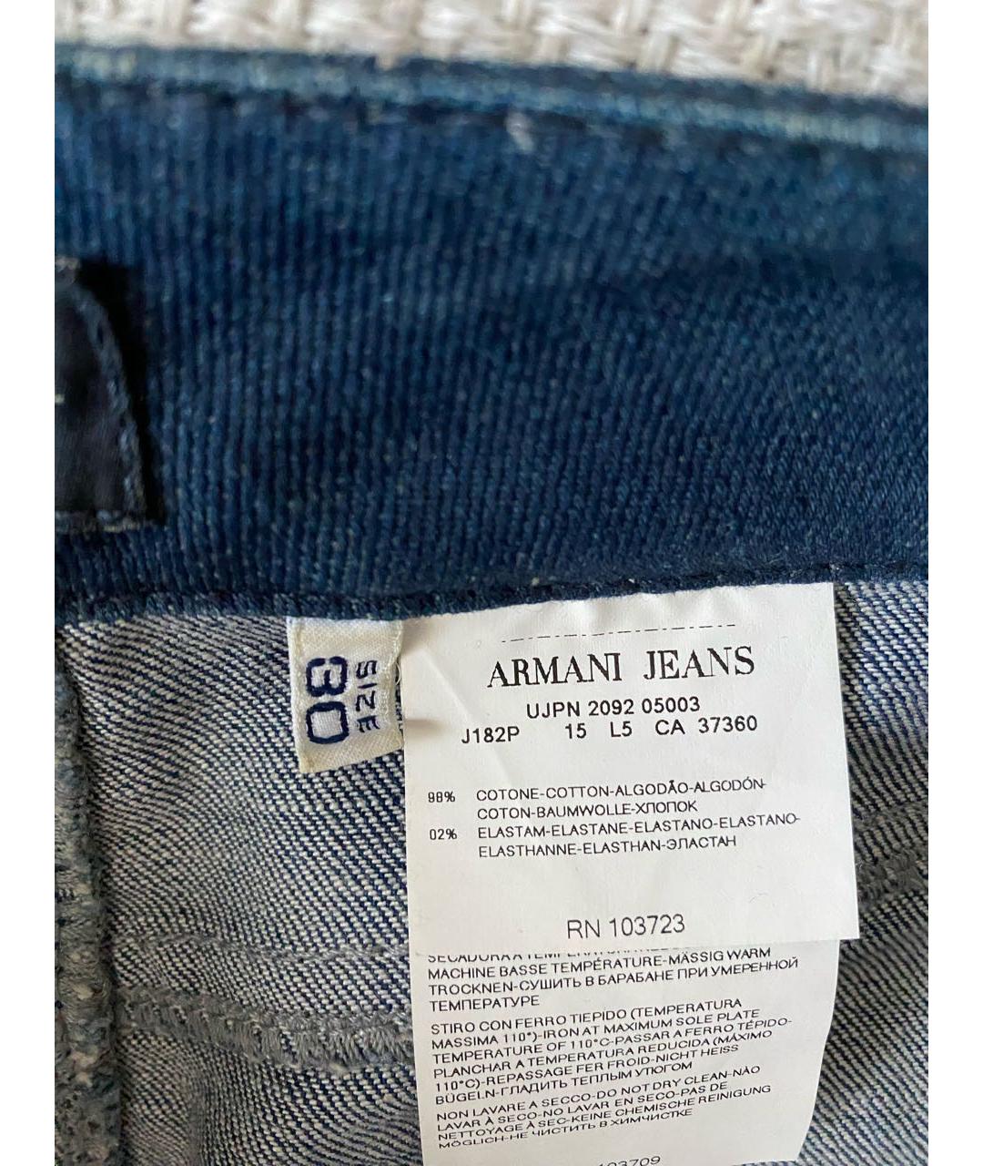 ARMANI JEANS Темно-синие хлопковые прямые джинсы, фото 5