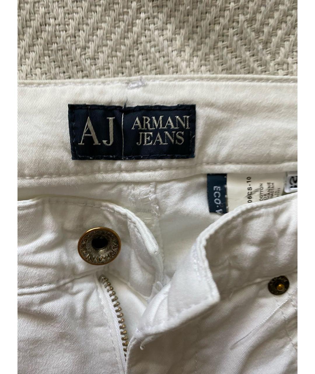 ARMANI JEANS Белые хлопковые прямые джинсы, фото 3