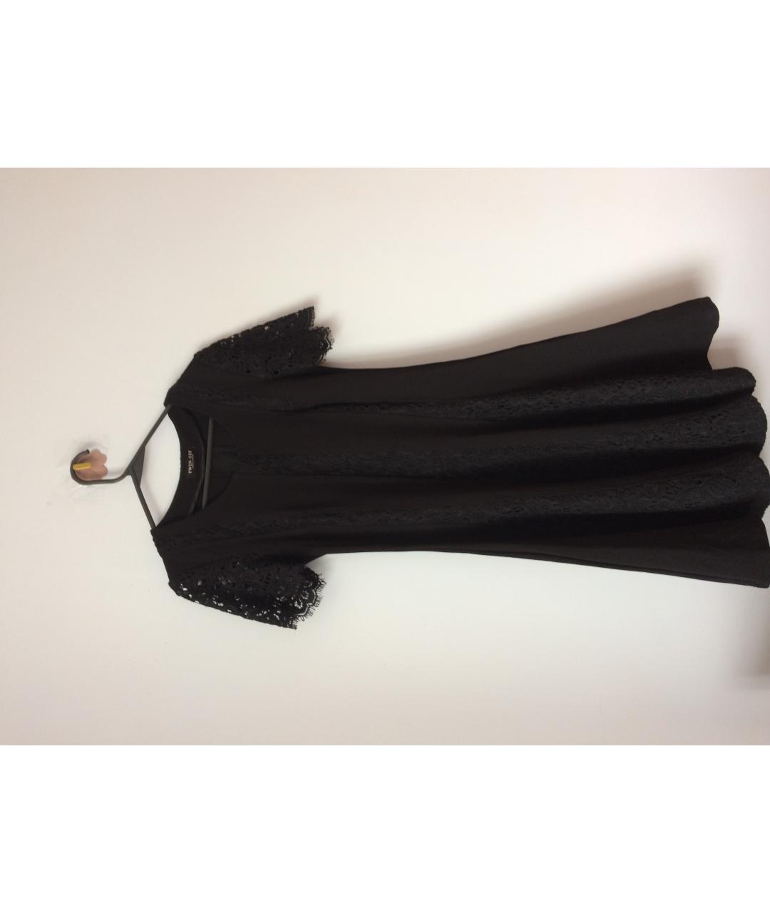 TWIN-SET Черное кружевное коктейльное платье, фото 2