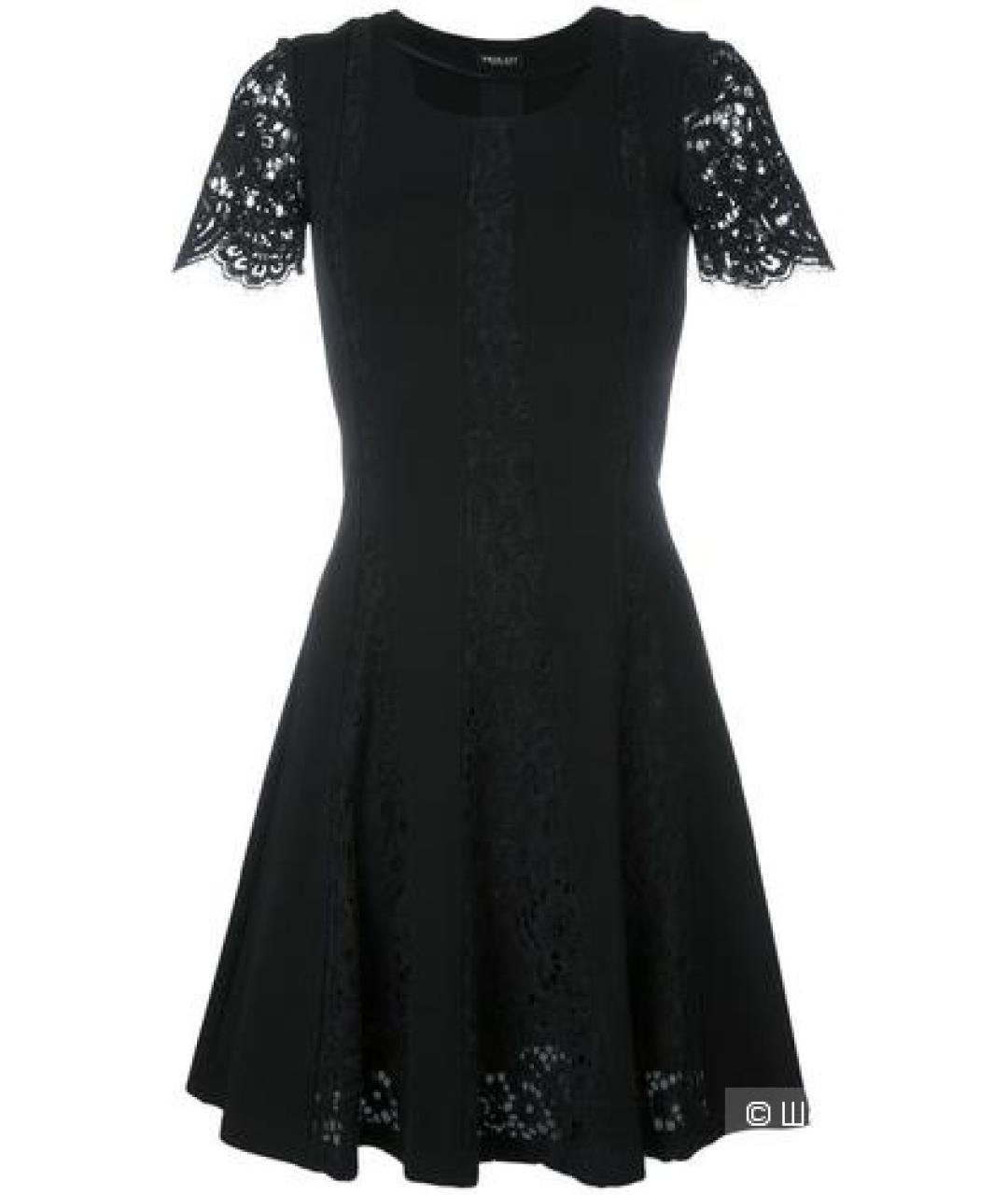 TWIN-SET Черное кружевное коктейльное платье, фото 1