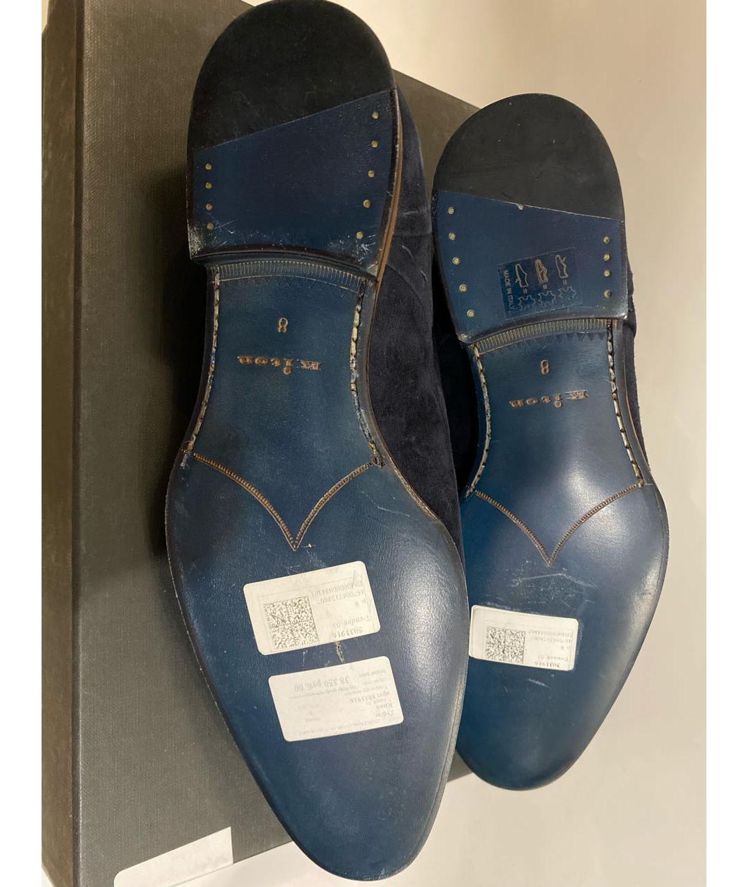 KITON Темно-синие замшевые туфли, фото 4