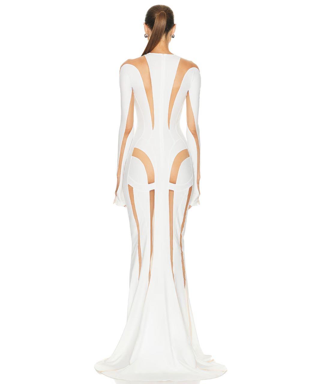 MUGLER Белое полиамидовое вечернее платье, фото 3