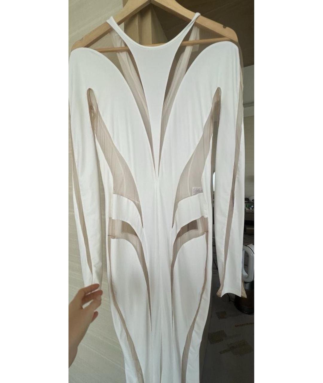 MUGLER Белое полиамидовое вечернее платье, фото 4