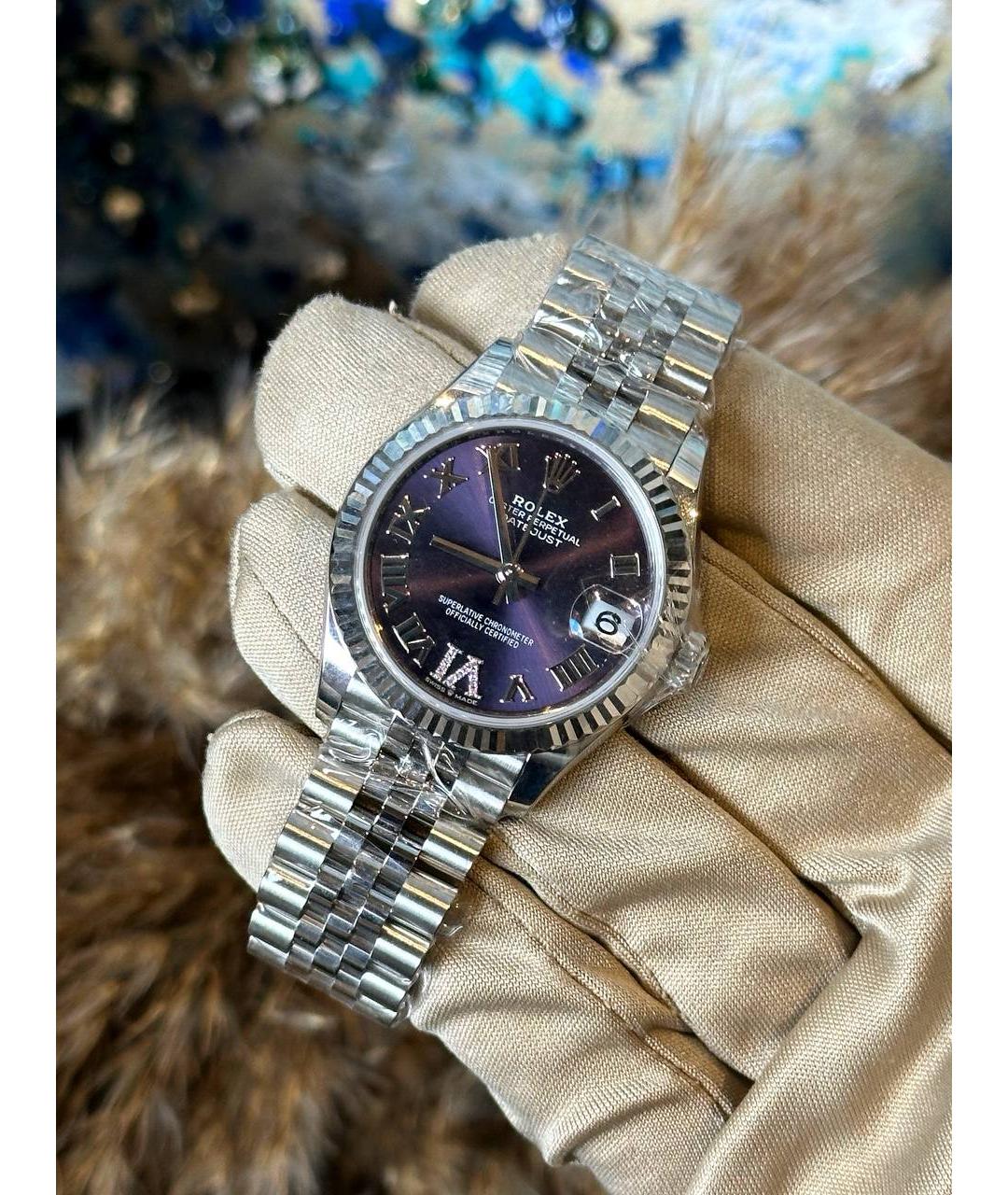 ROLEX Фиолетовые часы из белого золота, фото 2