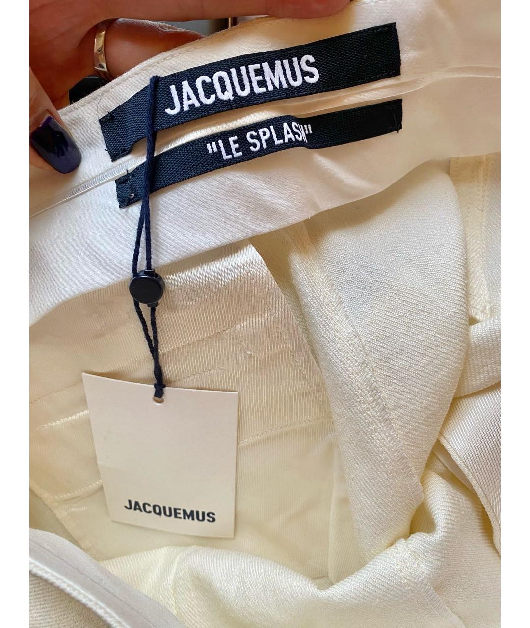 JACQUEMUS Бежевые льняные прямые брюки, фото 7