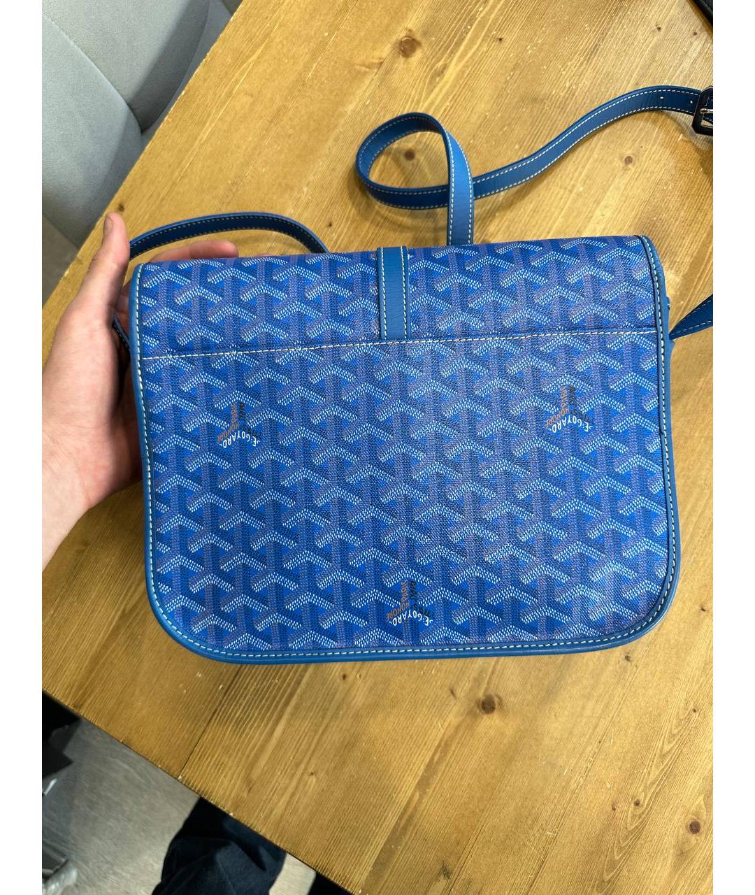 GOYARD Синяя кожаная поясная сумка, фото 2