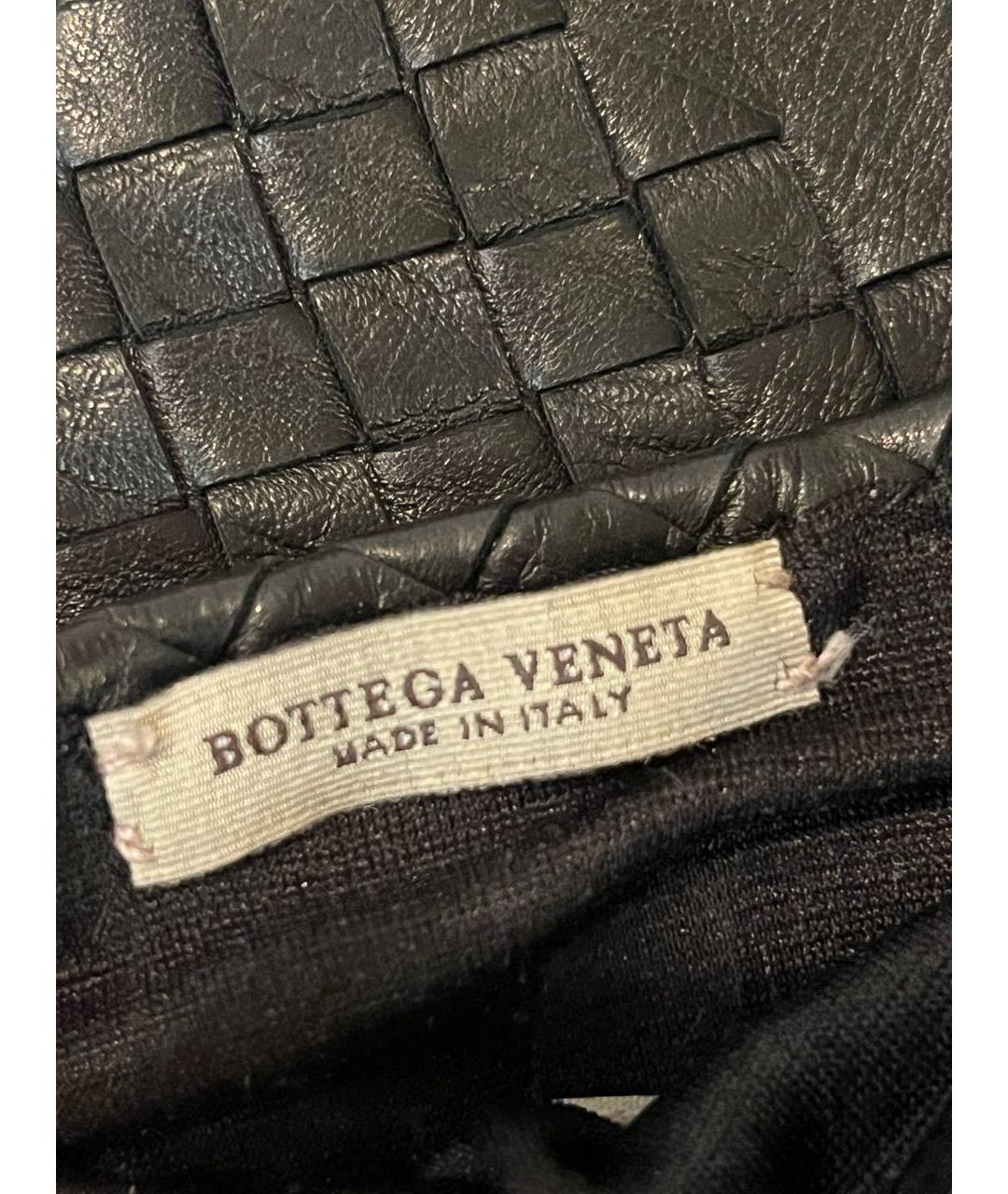 BOTTEGA VENETA Черные кожаные перчатки, фото 4