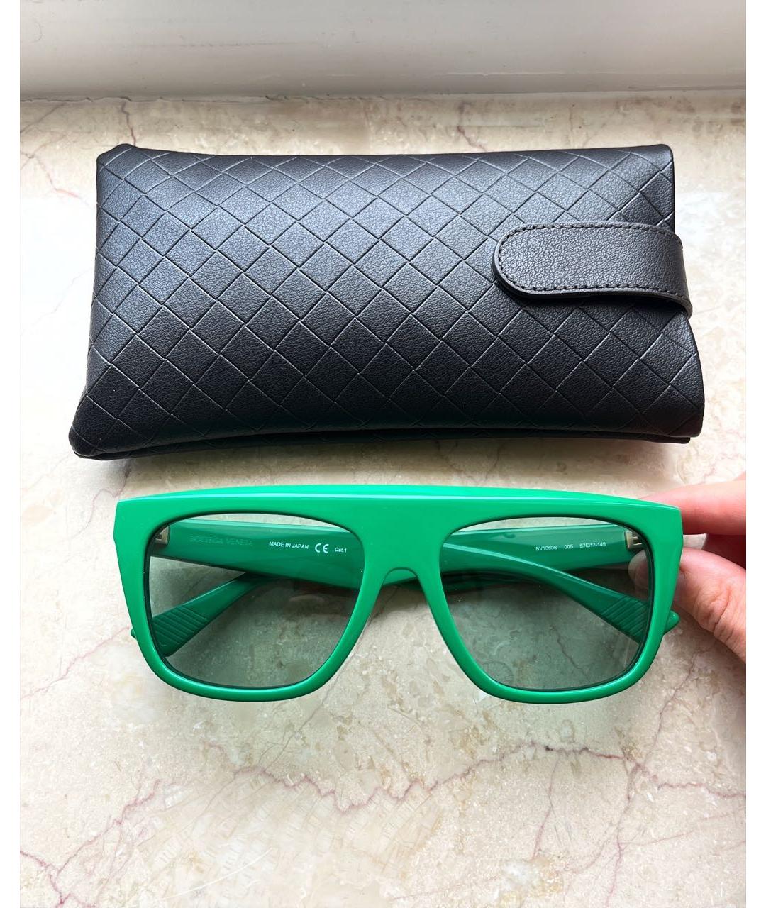 BOTTEGA VENETA Зеленые пластиковые солнцезащитные очки, фото 9