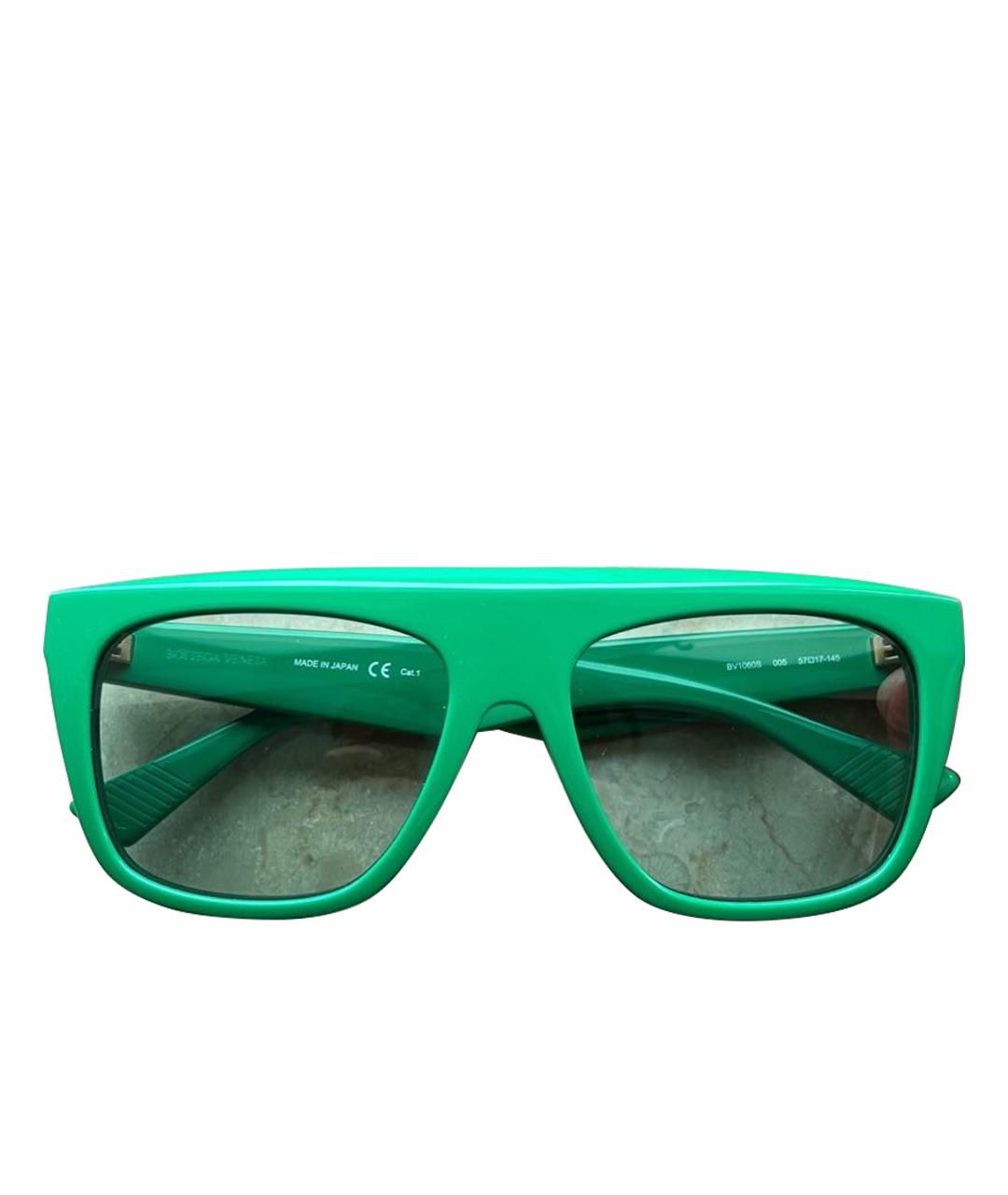 BOTTEGA VENETA Зеленые пластиковые солнцезащитные очки, фото 1