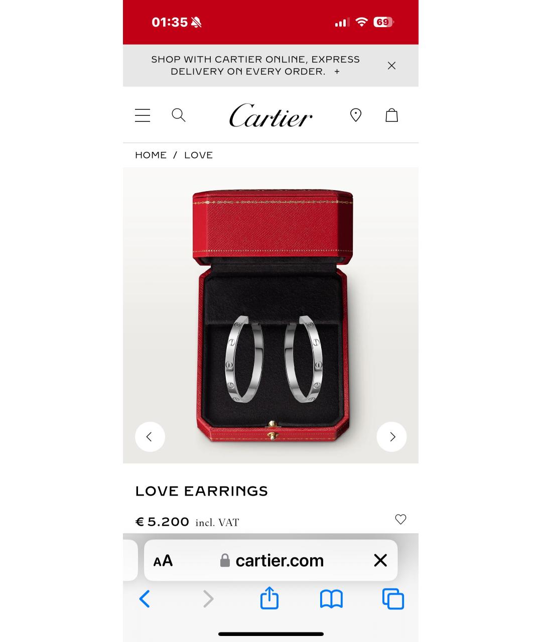 CARTIER Белые серьги из белого золота, фото 4