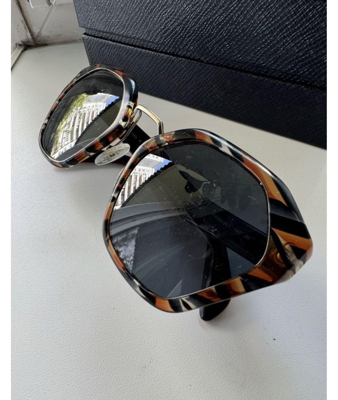 PRADA Коричневые пластиковые солнцезащитные очки, фото 8