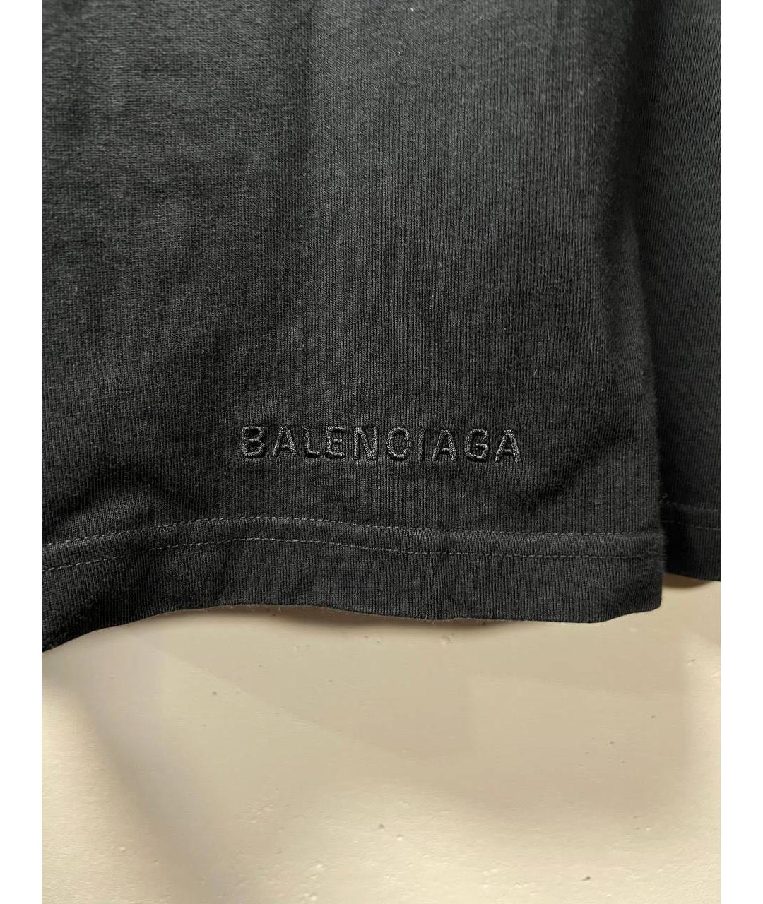 BALENCIAGA Черная хлопковая футболка, фото 4