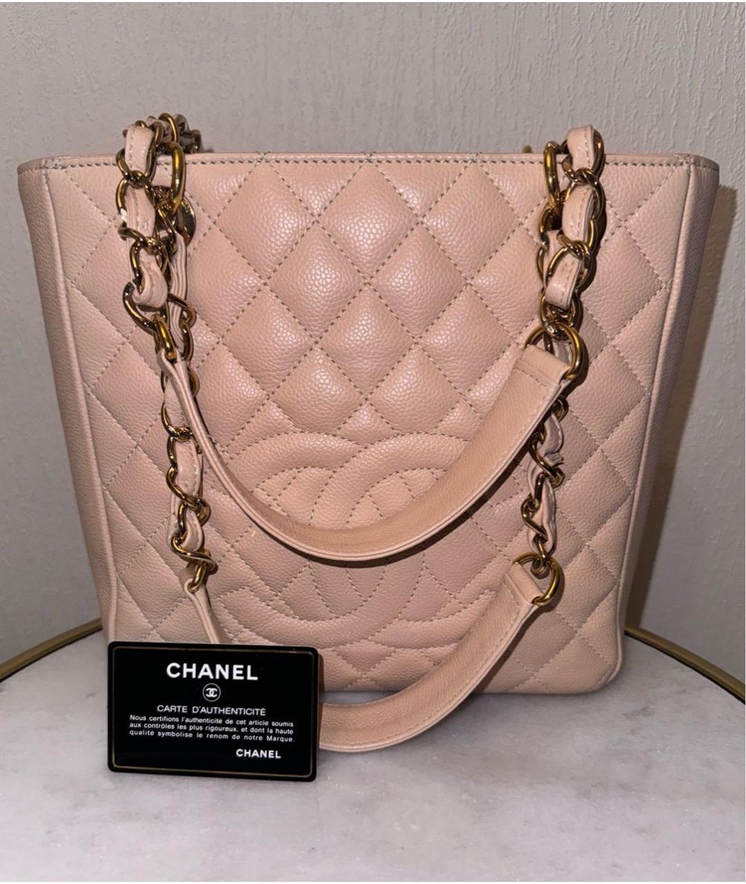 CHANEL Бежевая кожаная сумка через плечо, фото 3