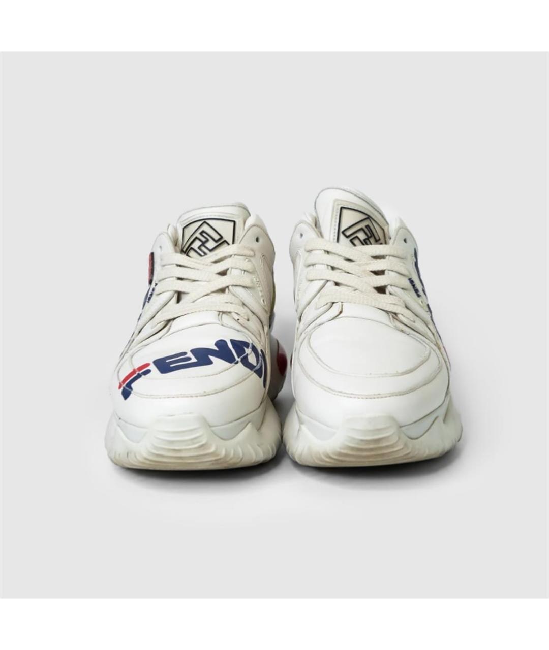 FENDI Белые кожаные кроссовки, фото 3