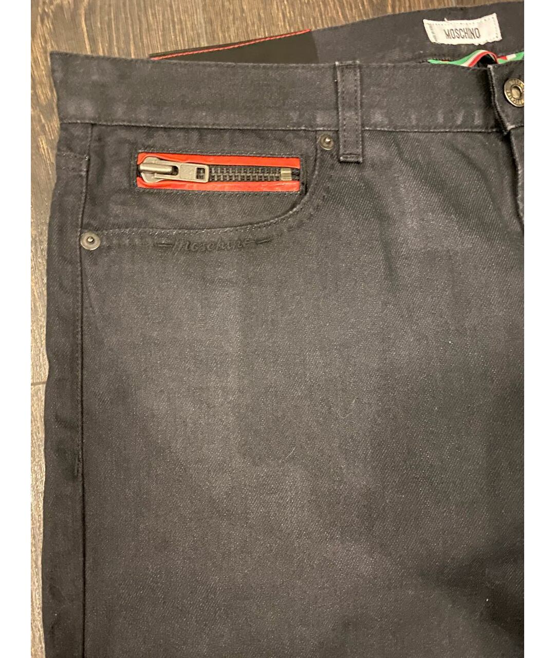 MOSCHINO Черные хлопковые прямые джинсы, фото 3