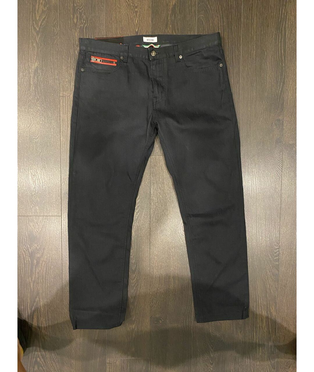 MOSCHINO Черные хлопковые прямые джинсы, фото 5