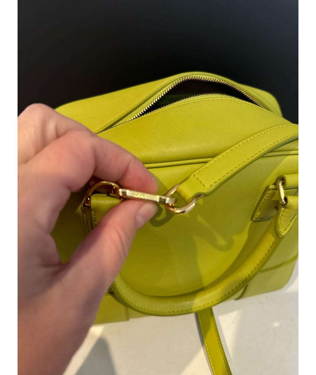 LOEWE Зеленая кожаная сумка с короткими ручками, фото 7