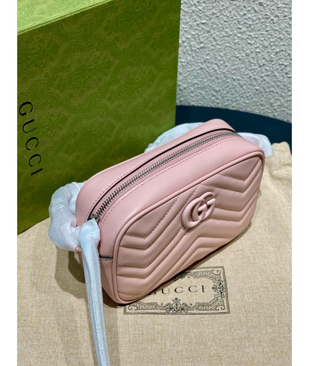 GUCCI Розовая кожаная сумка через плечо, фото 4