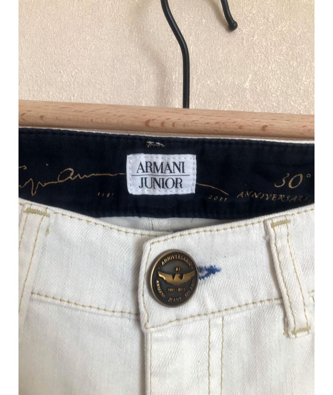 ARMANI JUNIOR Белые хлопковые детские джинсы, фото 3