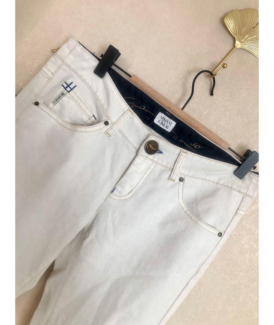 ARMANI JUNIOR Белые хлопковые детские джинсы, фото 2