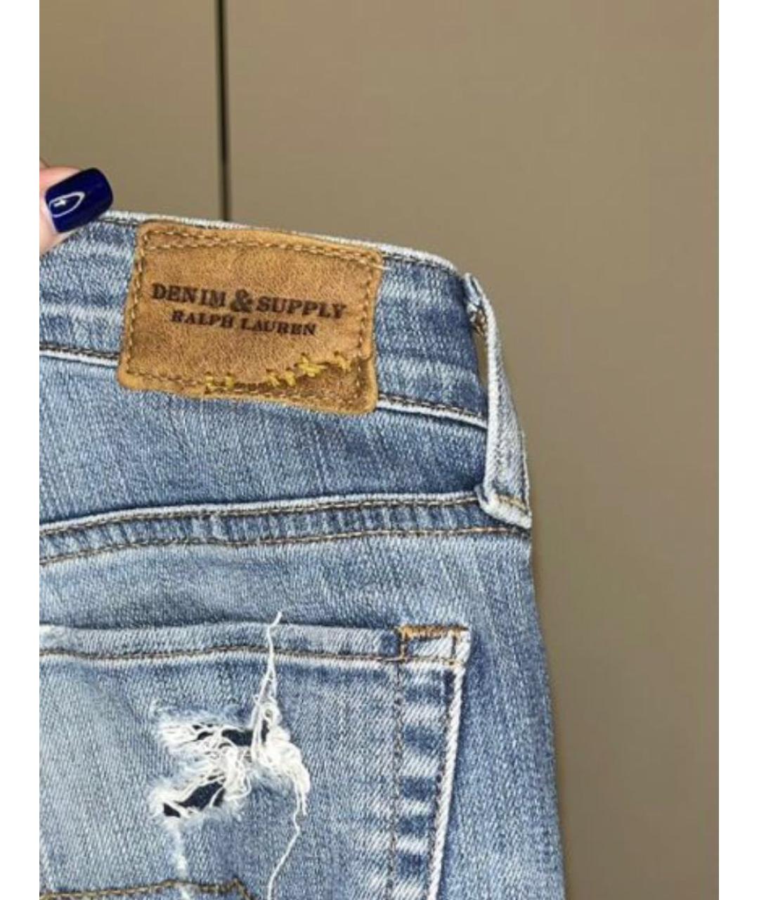 RALPH LAUREN DENIM & SUPPLY Синие хлопковые джинсы слим, фото 3