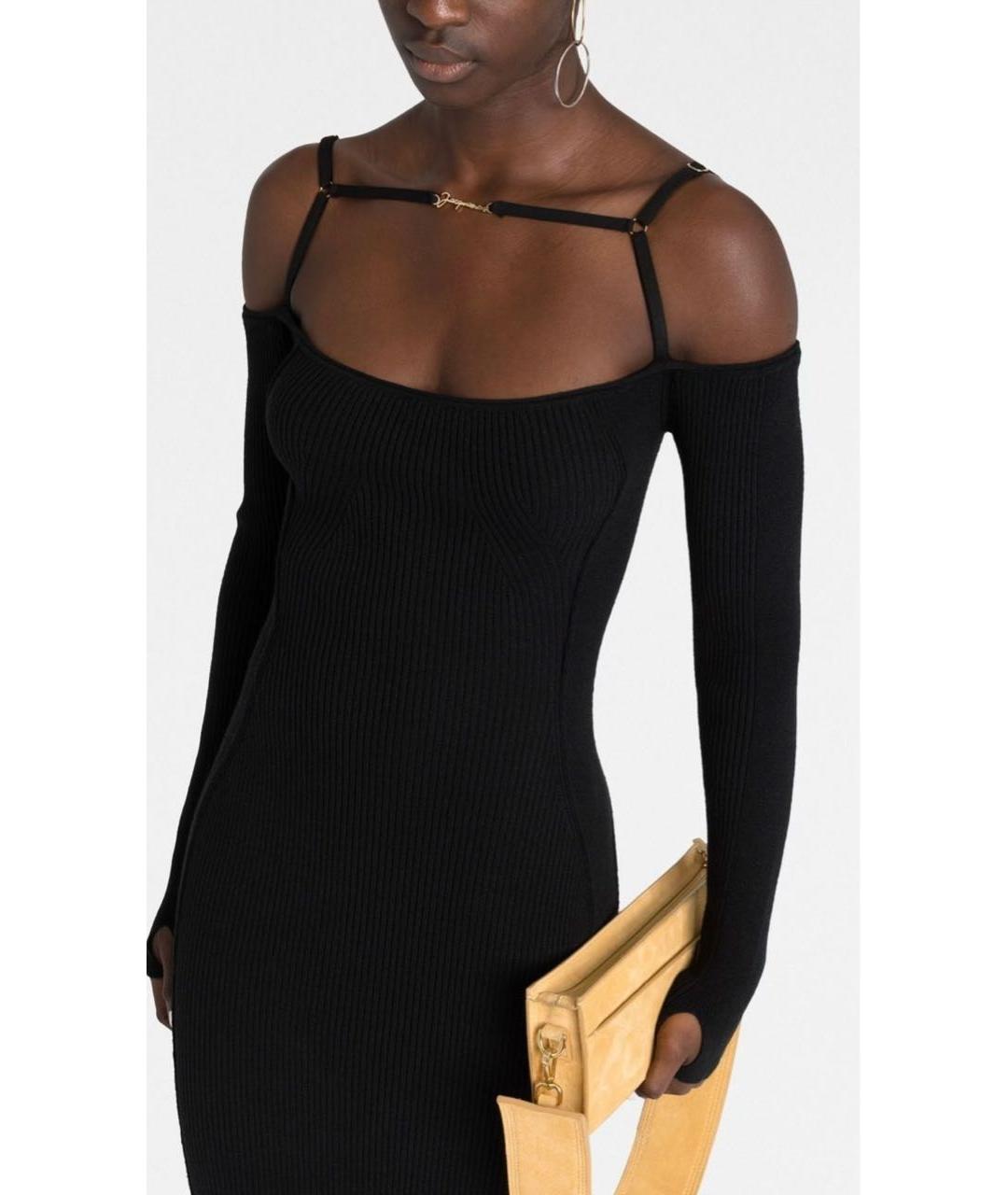 JACQUEMUS Черное вискозное коктейльное платье, фото 3