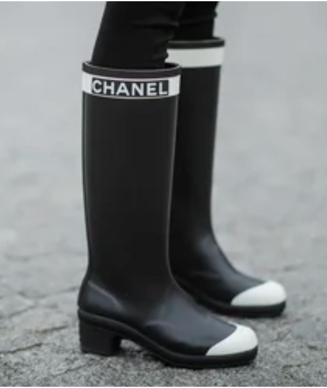 CHANEL Черные резиновые сапоги, фото 2