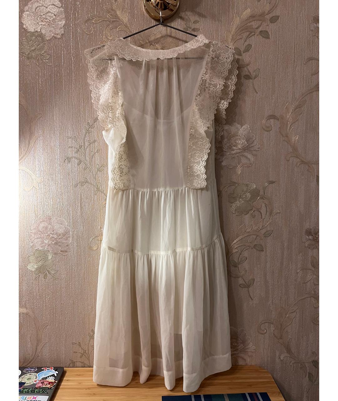 SANDRO Белое шифоновое повседневное платье, фото 3
