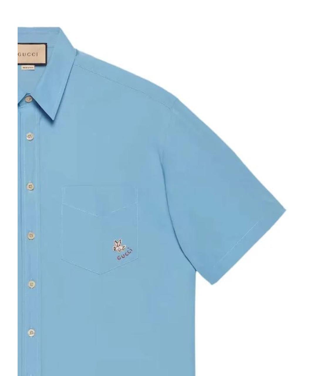 GUCCI Голубая хлопковая кэжуал рубашка, фото 3