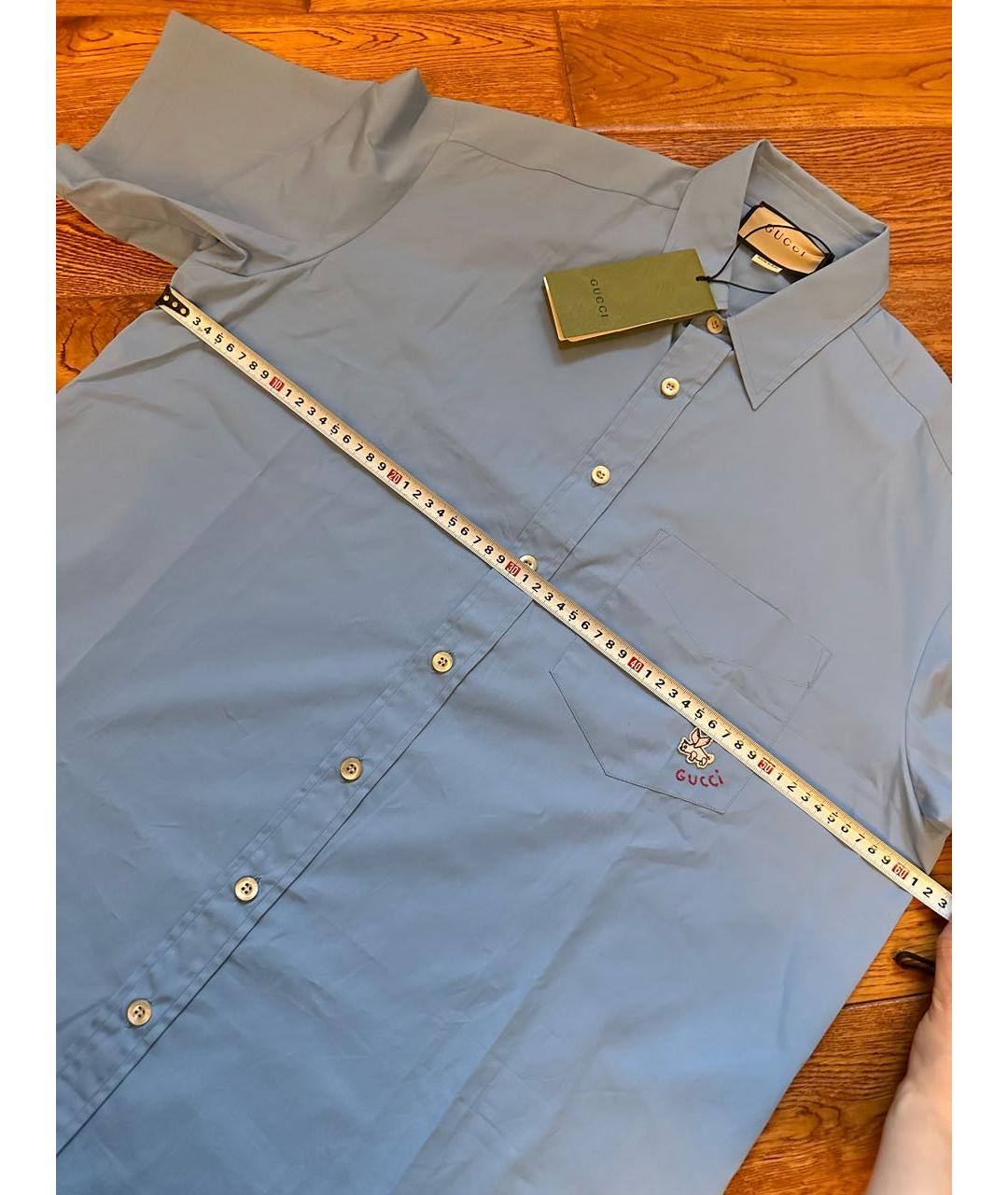 GUCCI Голубая хлопковая кэжуал рубашка, фото 7