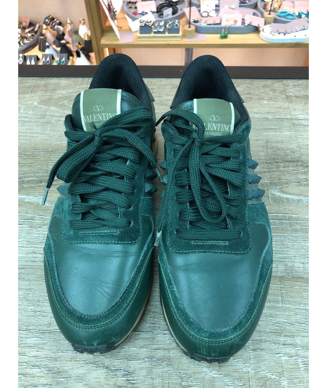 VALENTINO Зеленые кожаные кроссовки, фото 2