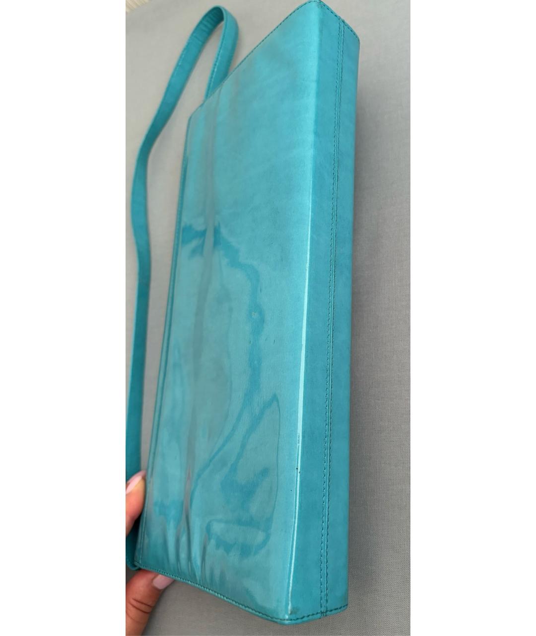 BALMAIN Бирюзовая сумка с короткими ручками из лакированной кожи, фото 6
