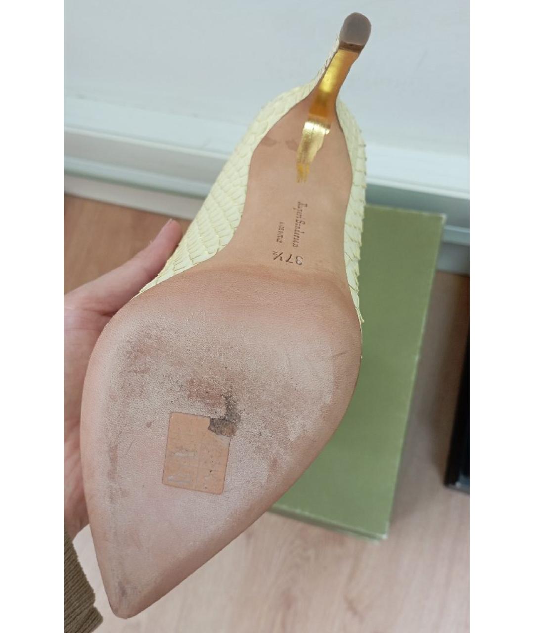 RUPERT SANDERSON Желтые туфли из экзотической кожи, фото 5