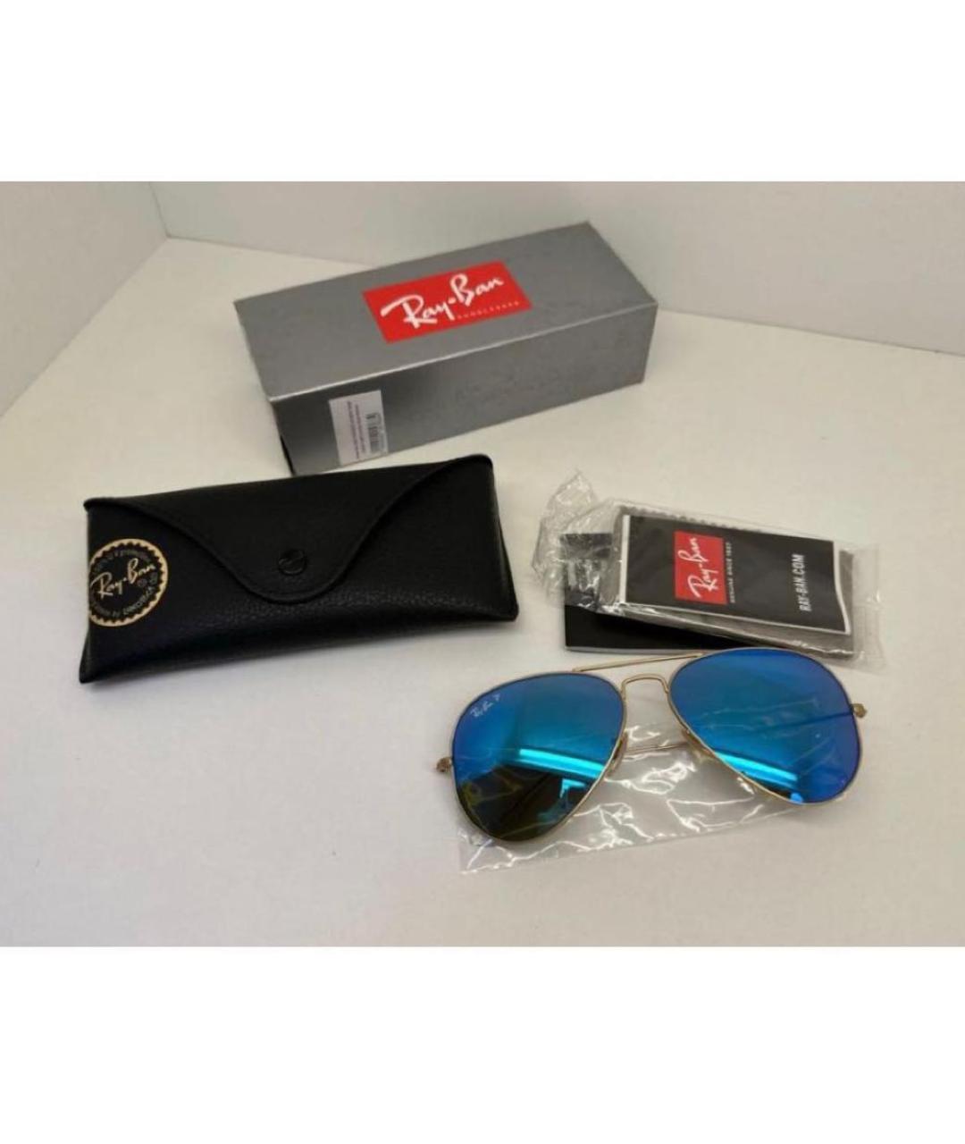 RAY BAN Голубые металлические солнцезащитные очки, фото 4