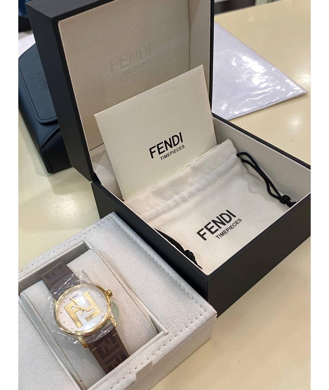 FENDI Коричневые стальные часы, фото 5