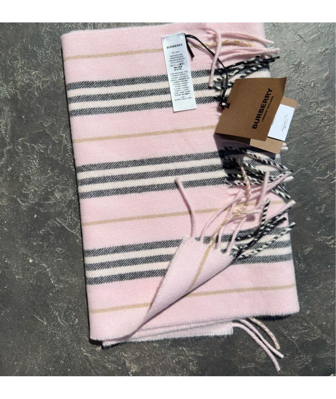 BURBERRY Розовый кашемировый шарф, фото 5