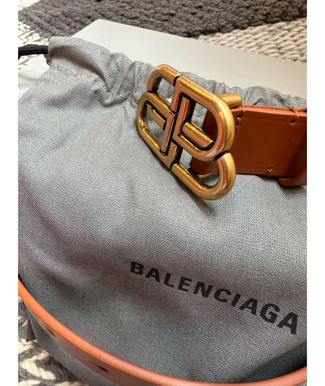 BALENCIAGA Коричневый кожаный ремень, фото 3