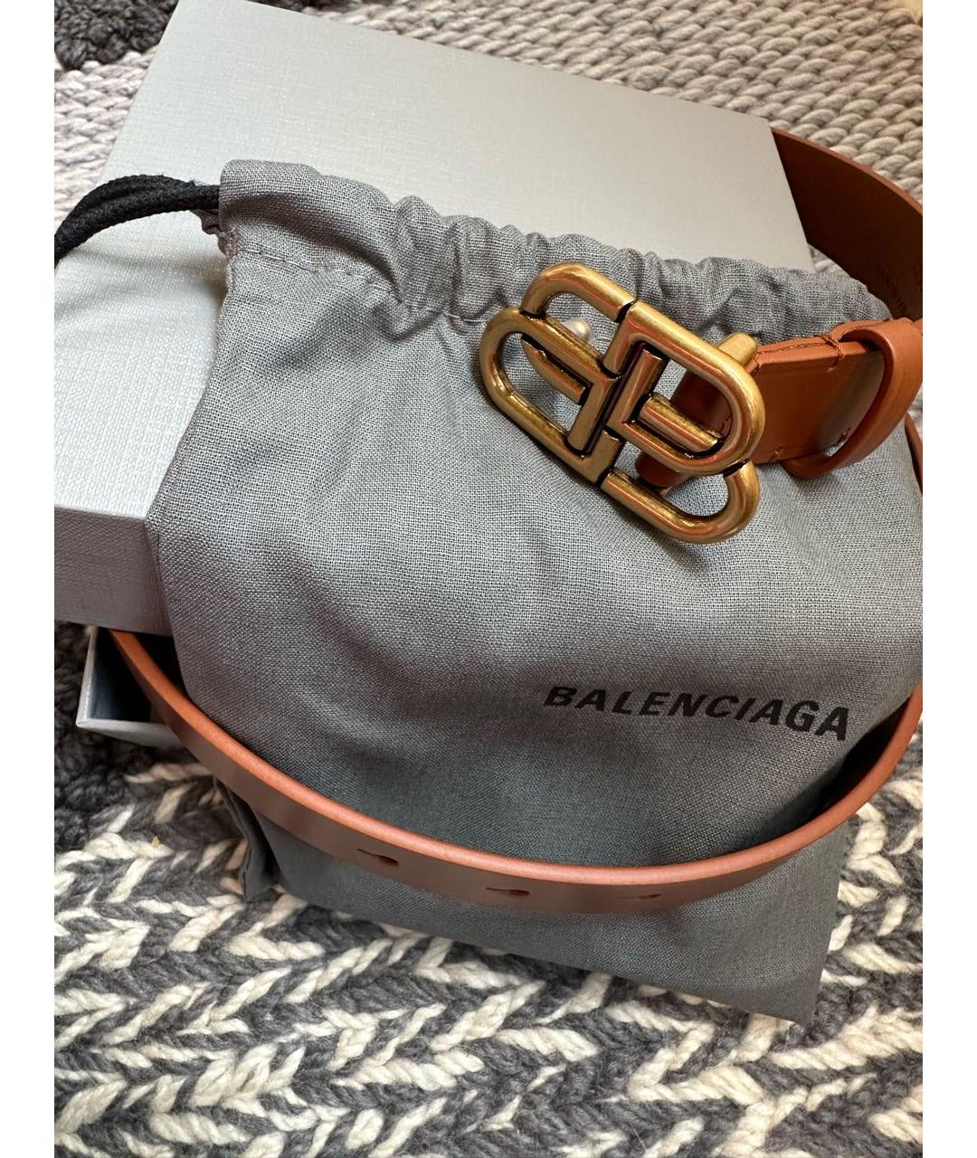 BALENCIAGA Коричневый кожаный ремень, фото 4