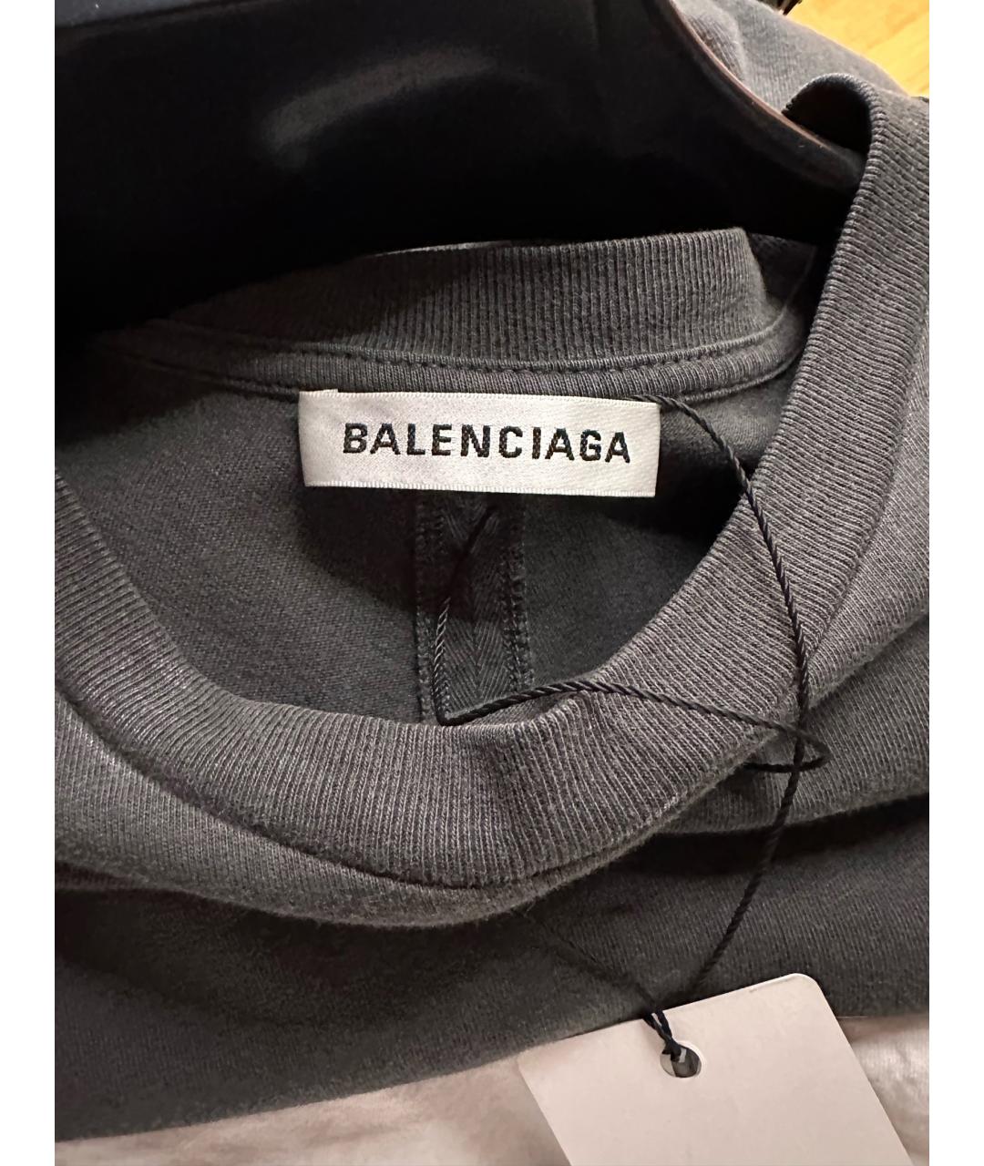 BALENCIAGA Серая хлопковая футболка, фото 3