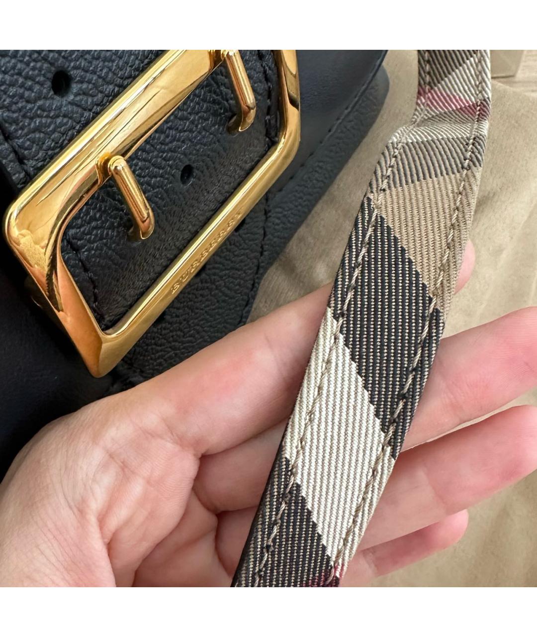 BURBERRY Черная кожаная сумка через плечо, фото 7