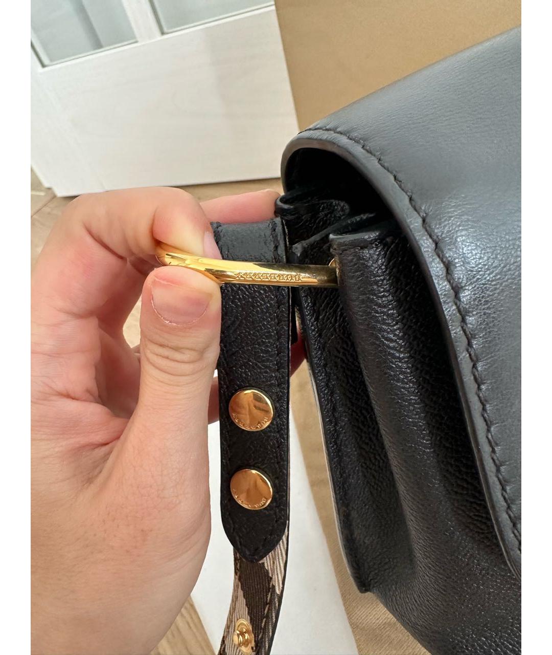 BURBERRY Черная кожаная сумка через плечо, фото 8