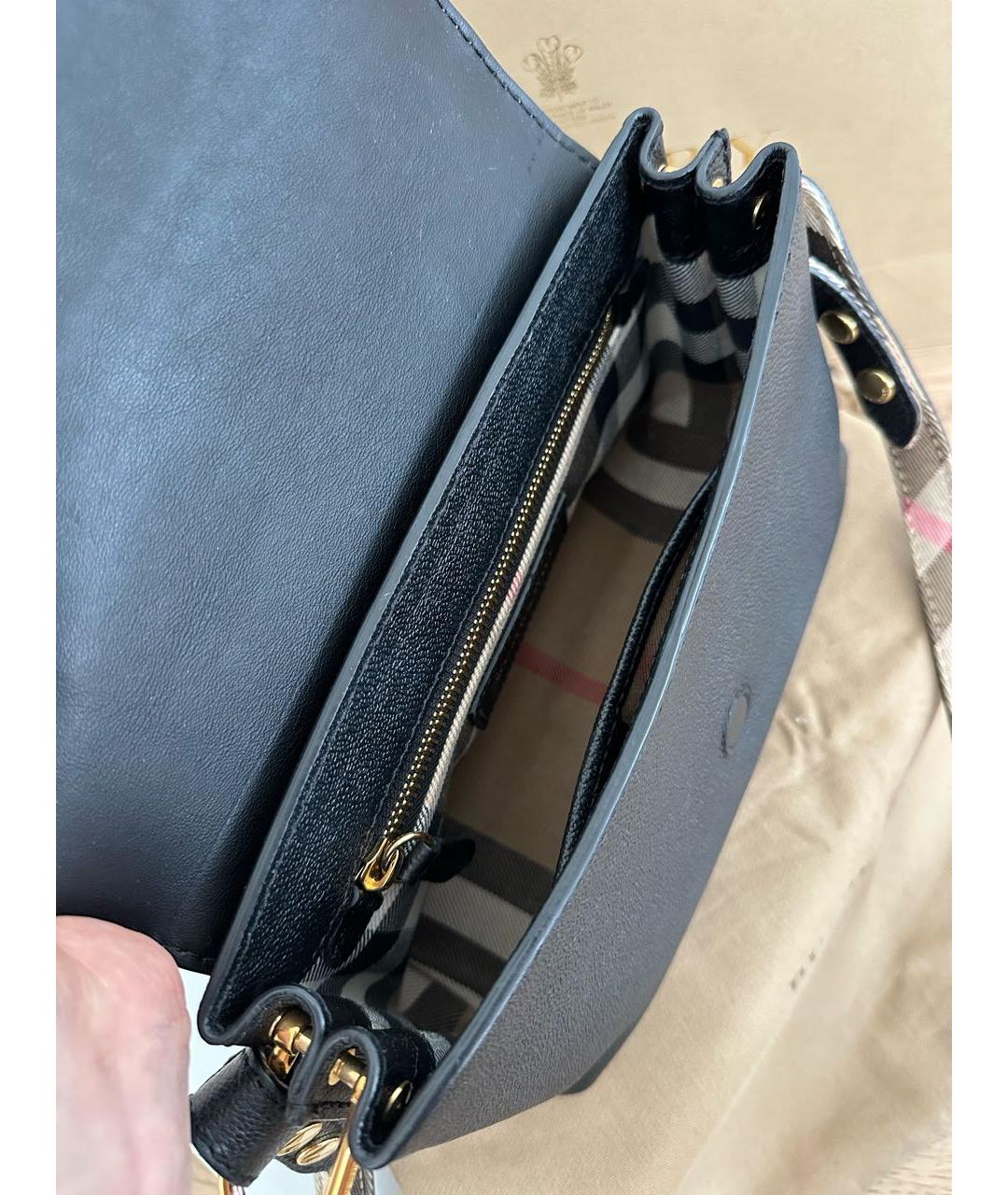 BURBERRY Черная кожаная сумка через плечо, фото 4