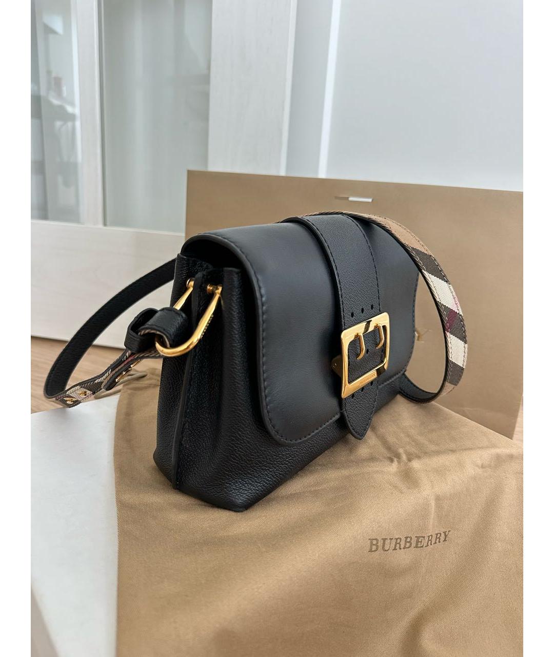 BURBERRY Черная кожаная сумка через плечо, фото 2