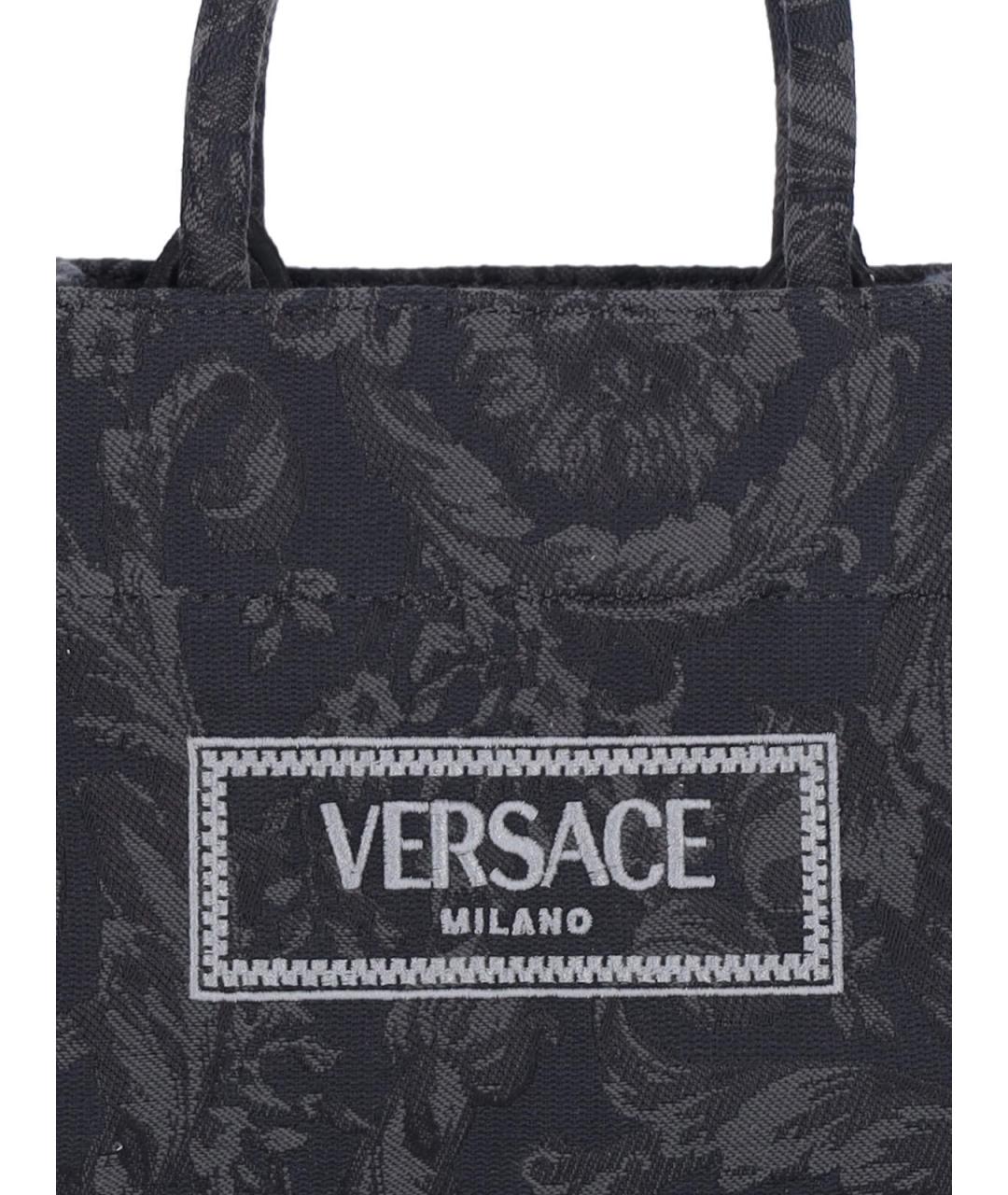 VERSACE Черная синтетическая сумка тоут, фото 4