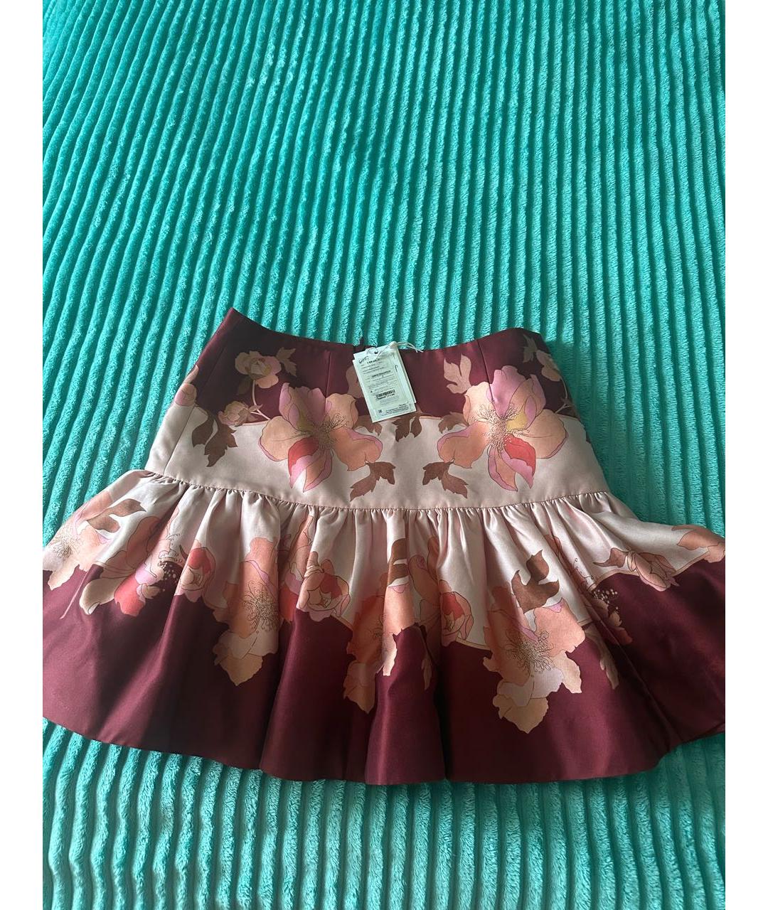 ZIMMERMANN Бордовая шерстяная юбка мини, фото 9