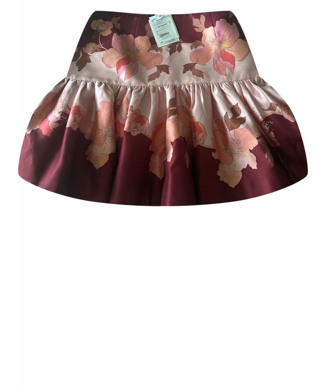 ZIMMERMANN Бордовая шерстяная юбка мини, фото 1
